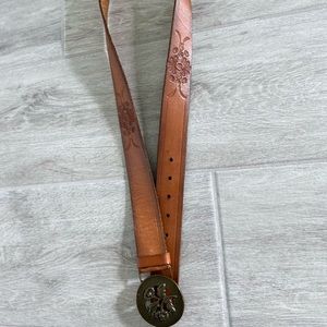 Genuine Leather belt with flower detail size L